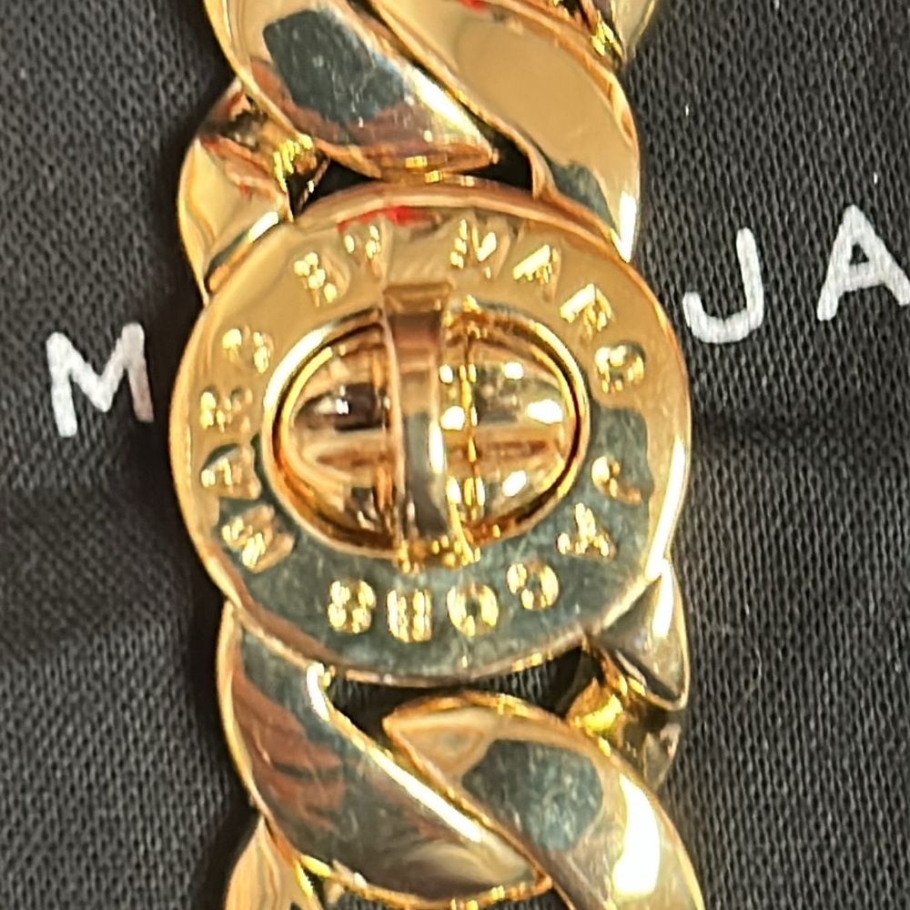 Marc Jacobs Gold Chain Link Bracelet with Engraved Medallion